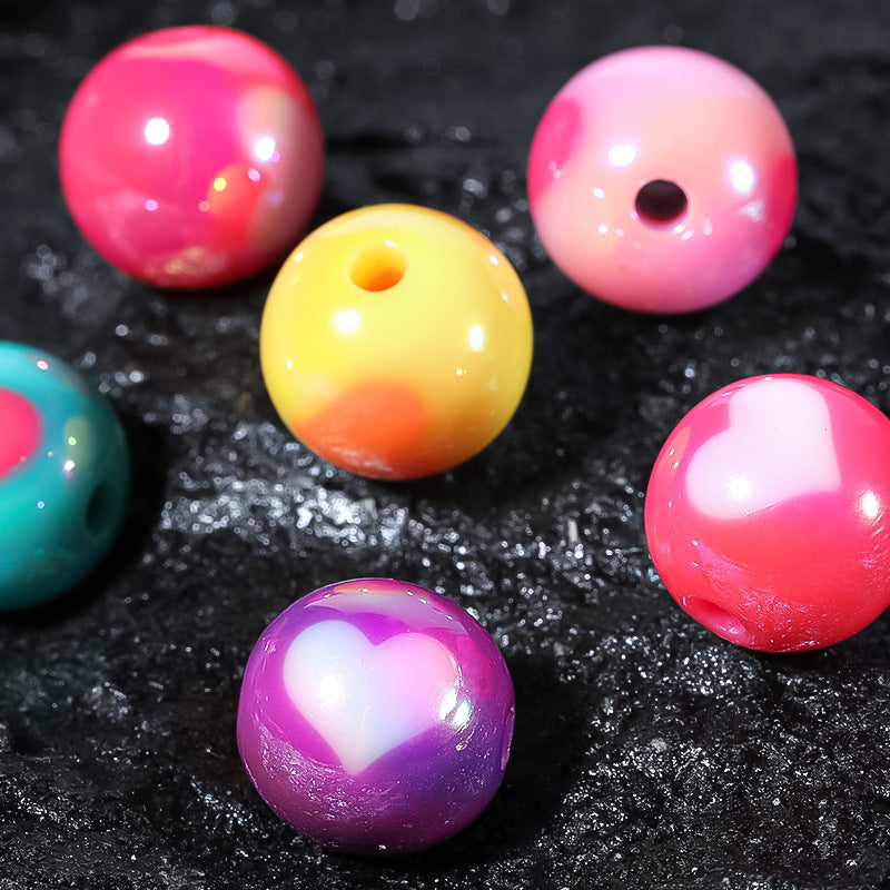 Wholesale 50pcs DIY 12MM 16MM Painted Heart Acrylic Beads